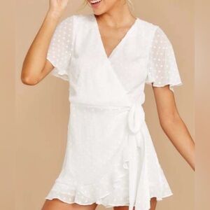 Bloomchic Mini Wrap Dress Chiffon White Textured Size 1X